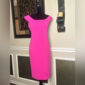 Eliza J Bright Pink Midi Dress • Size 6 • Excellent Condition